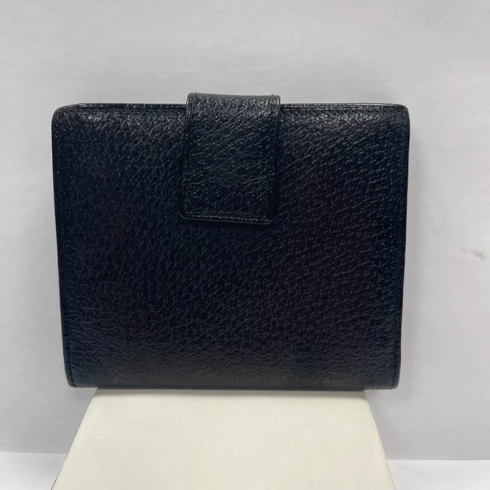 Gucci Black Leather Compact Wallet w/ Silver-tone Hardware - Preowned